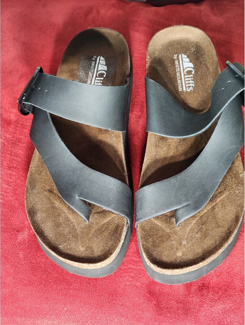 Cliffs by White Mountain Thong Sandals Buckle Black Adjustable Women's 8.5M